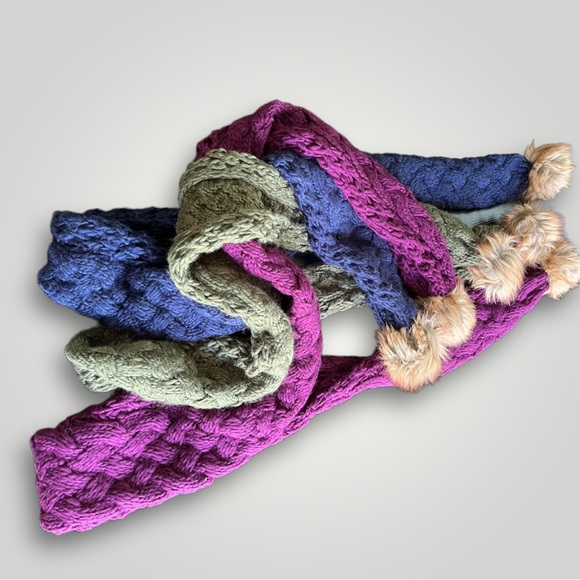 Bundle/3 Scarves Scarf Pom Pom Lot/3 - Picture 13 of 16